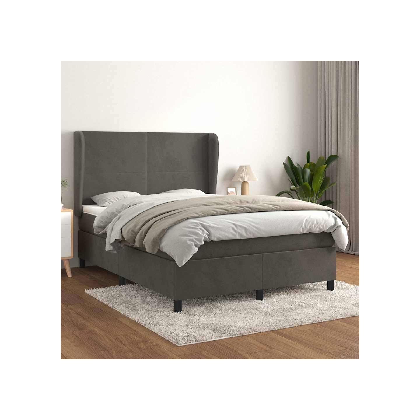 Sommier à lattes de lit et matelas Gris foncé 140x200cm Velours