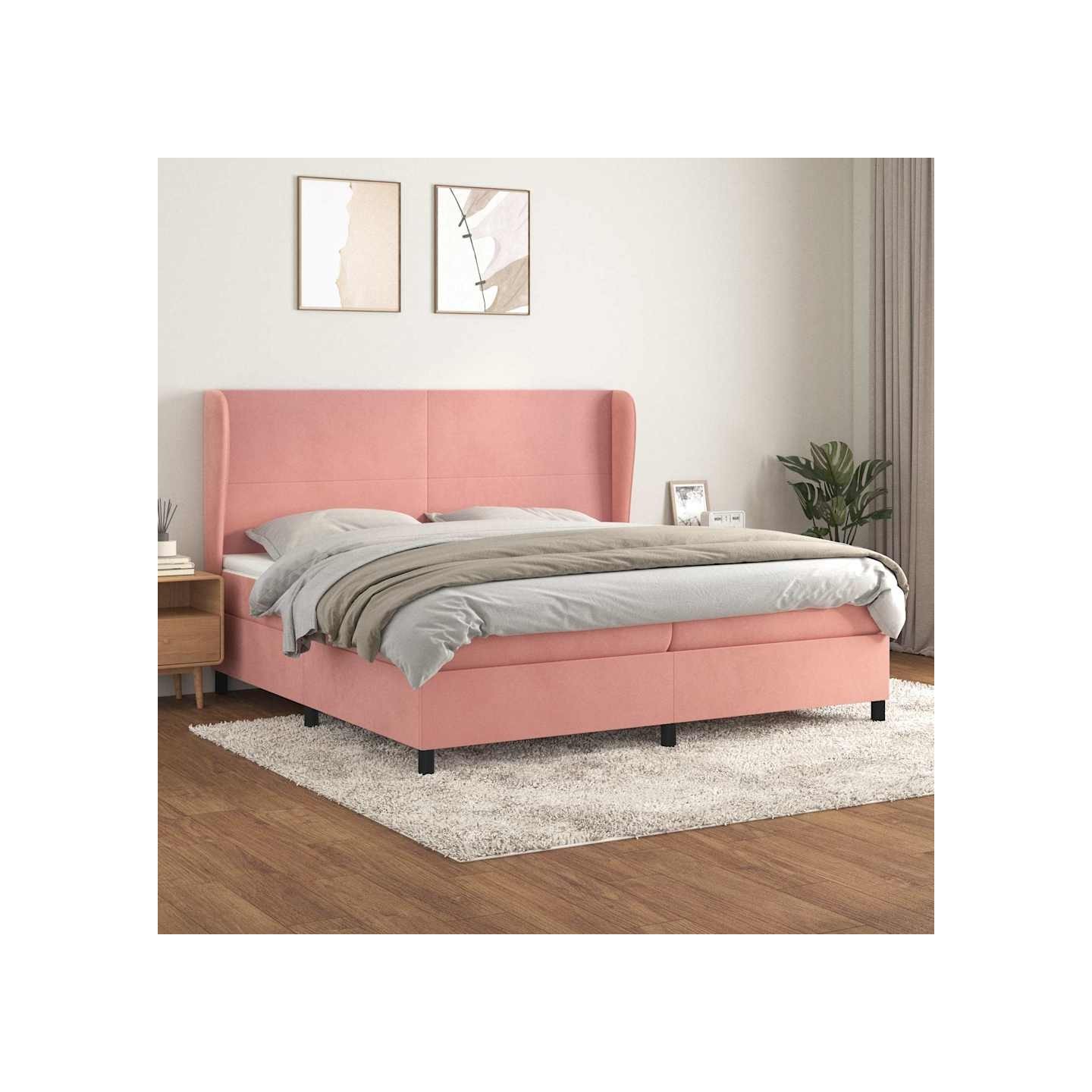 Sommier à lattes de lit avec matelas Rose 200x200 cm Velours