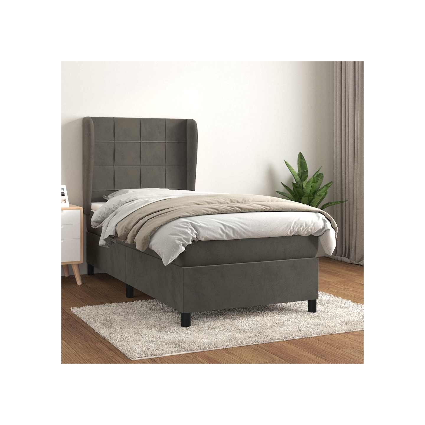Sommier à lattes de lit et matelas Gris foncé 80x200 cm Velours