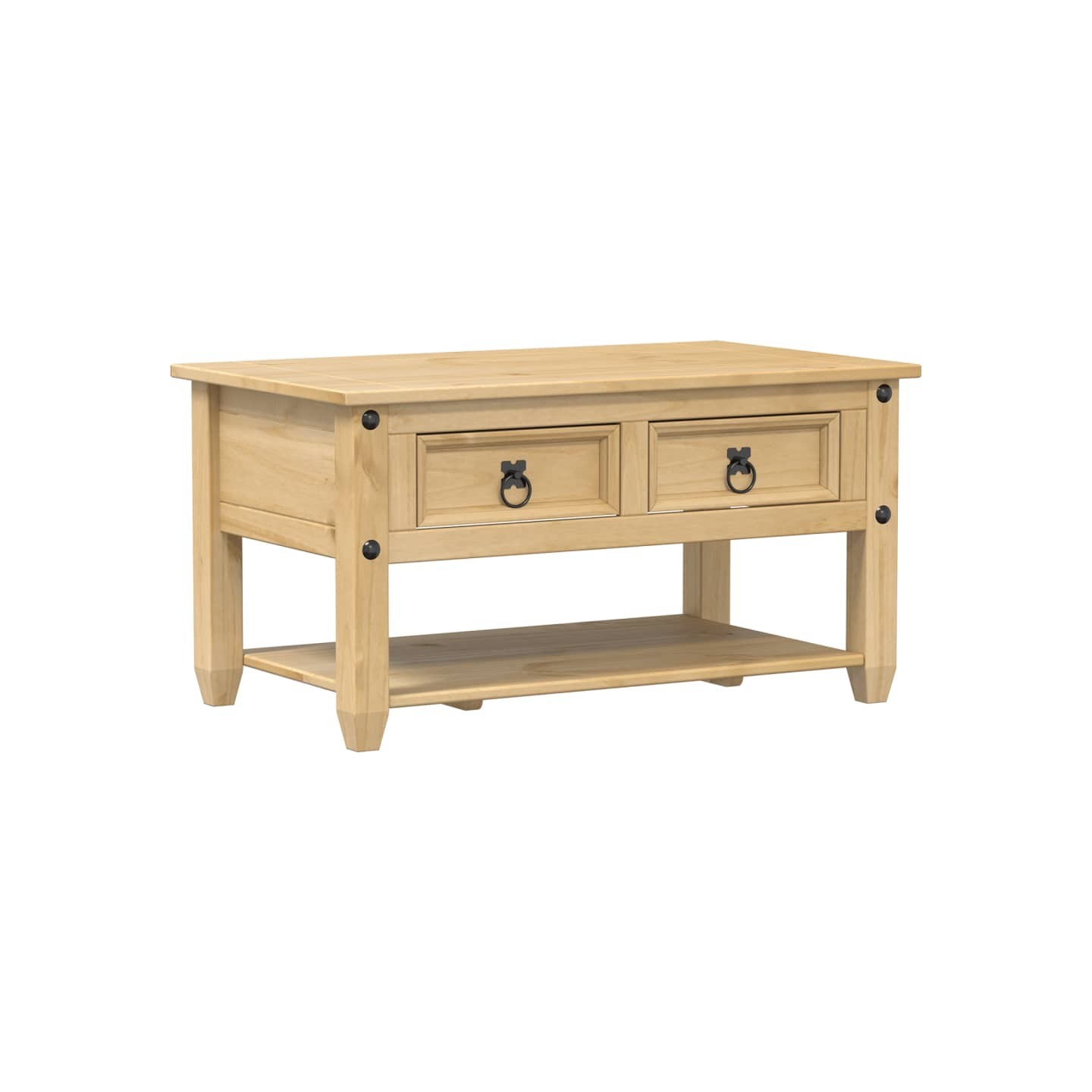 Table basse avec tiroirs Corona 85x50x45 cm bois de pin massif