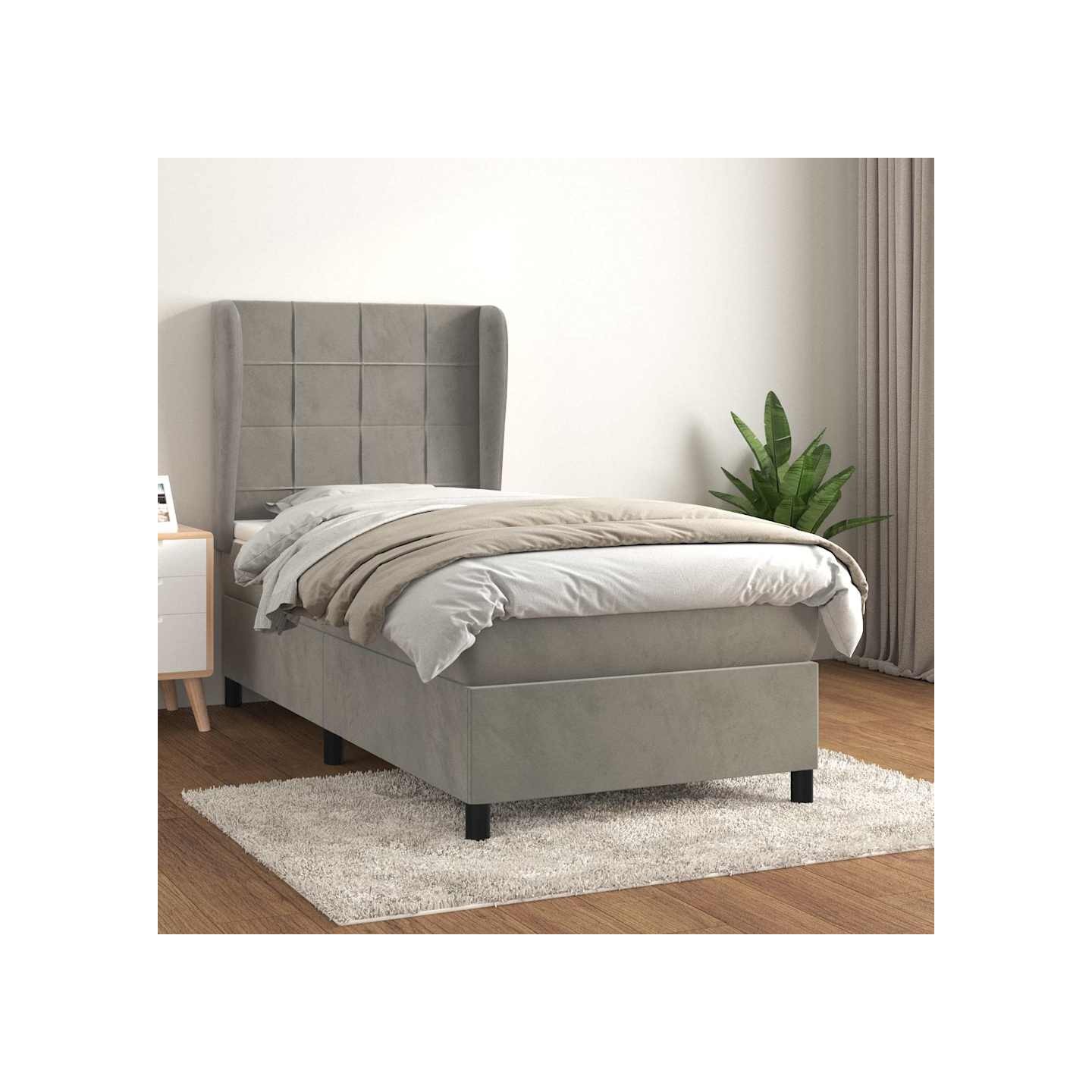 Sommier à lattes de lit et matelas Gris clair 90x200 cm Velours