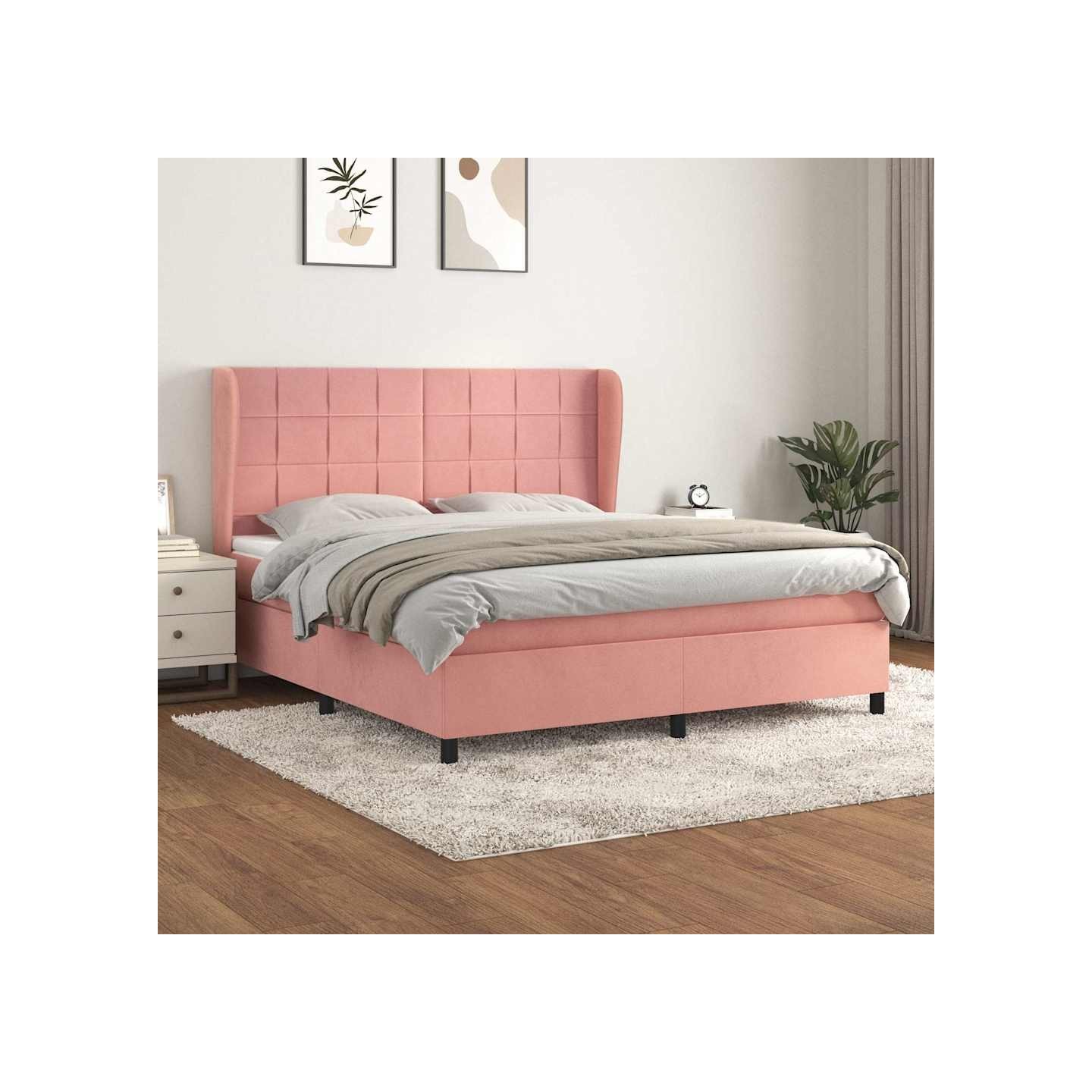 Sommier à lattes de lit avec matelas Rose 160x200 cm Velours