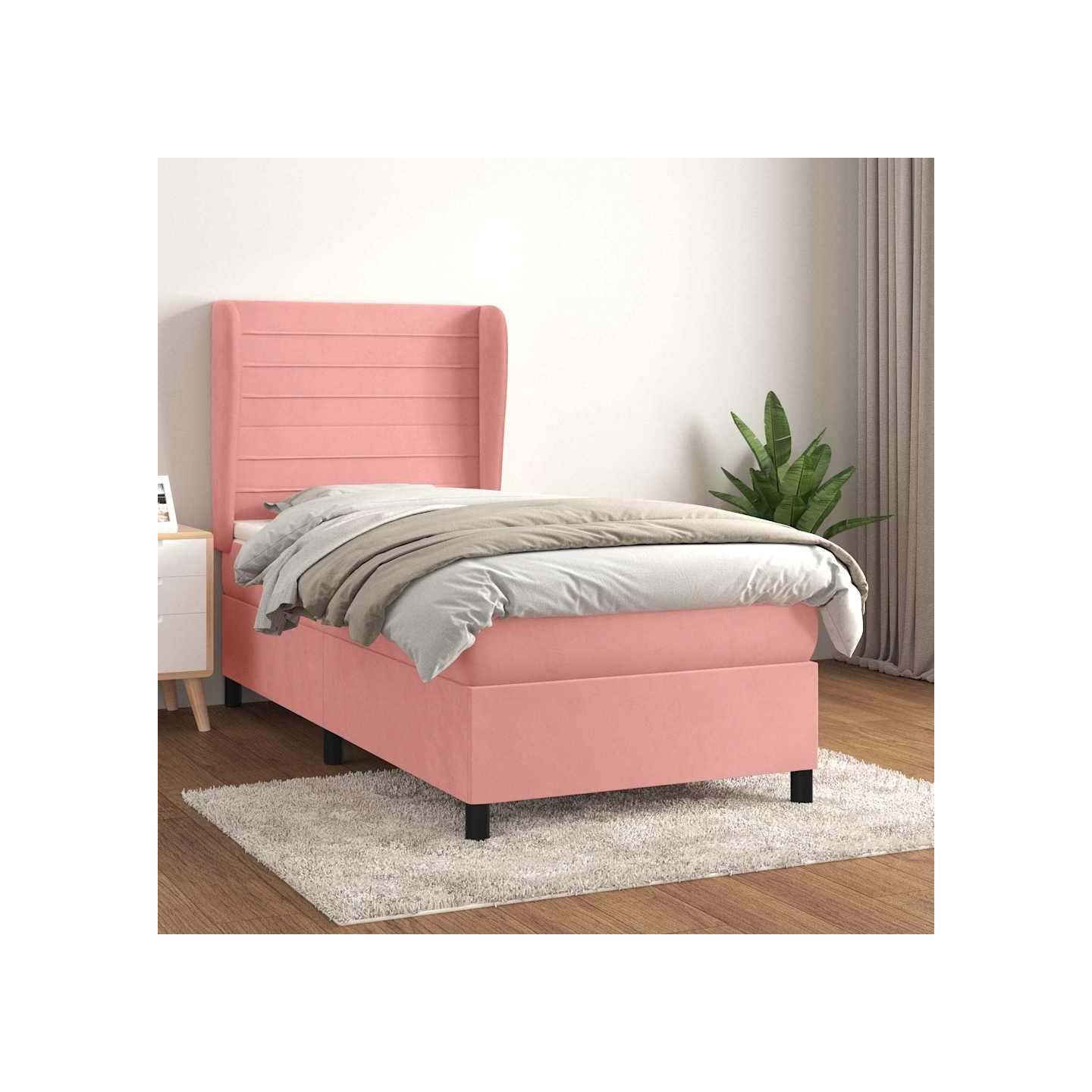 Sommier à lattes de lit avec matelas Rose 90x190 cm Velours