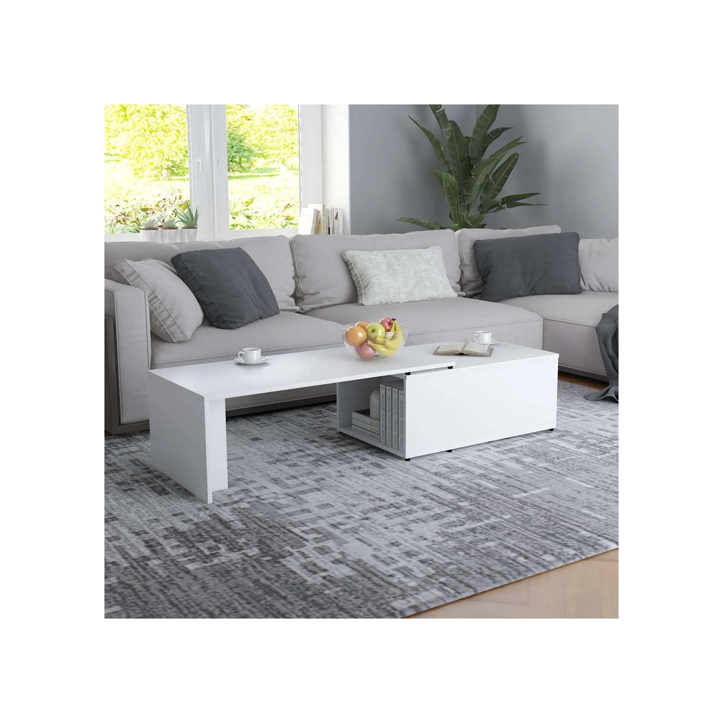 Table basse Blanc 150x50x35 cm Bois d'ingénierie