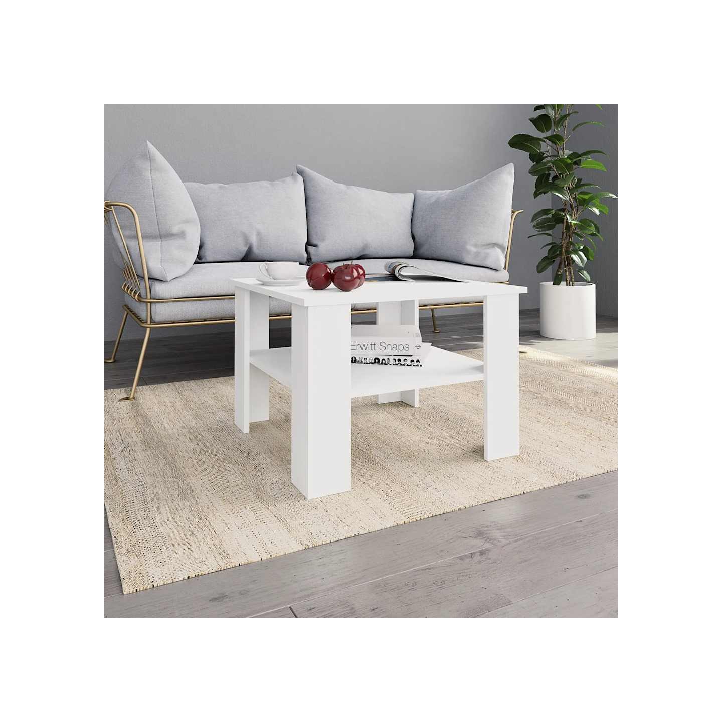 Table basse Blanc 60x60x42 cm Bois d’ingénierie