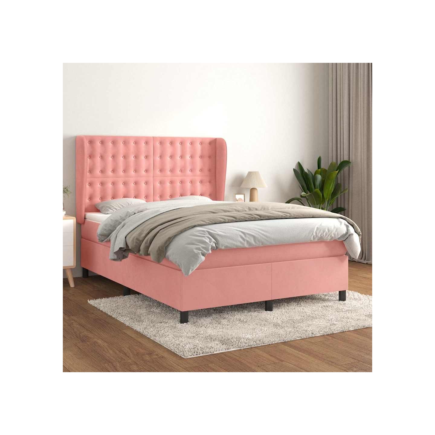 Sommier à lattes de lit avec matelas Rose 140x200 cm Velours
