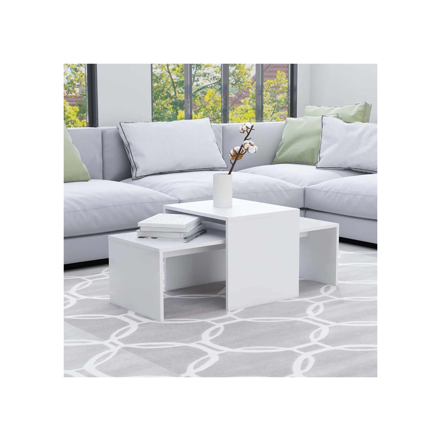 Ensemble de tables basses Blanc 100x48x40 cm bois d’ingénierie