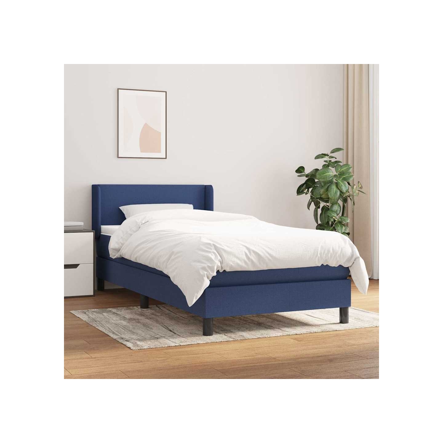 Sommier à lattes de lit avec matelas Bleu 90x200 cm Tissu