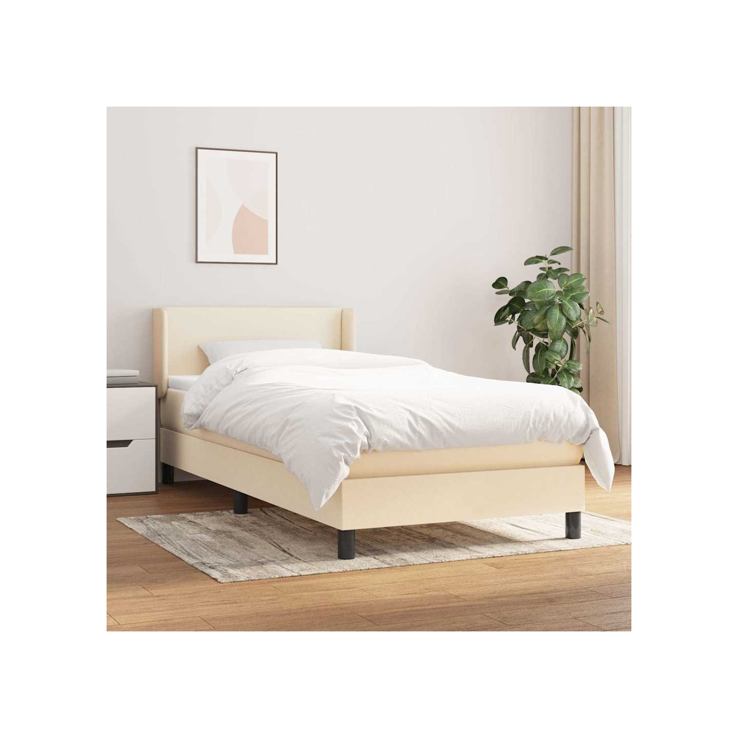 Sommier à lattes de lit avec matelas Crème 100x200 cm Tissu