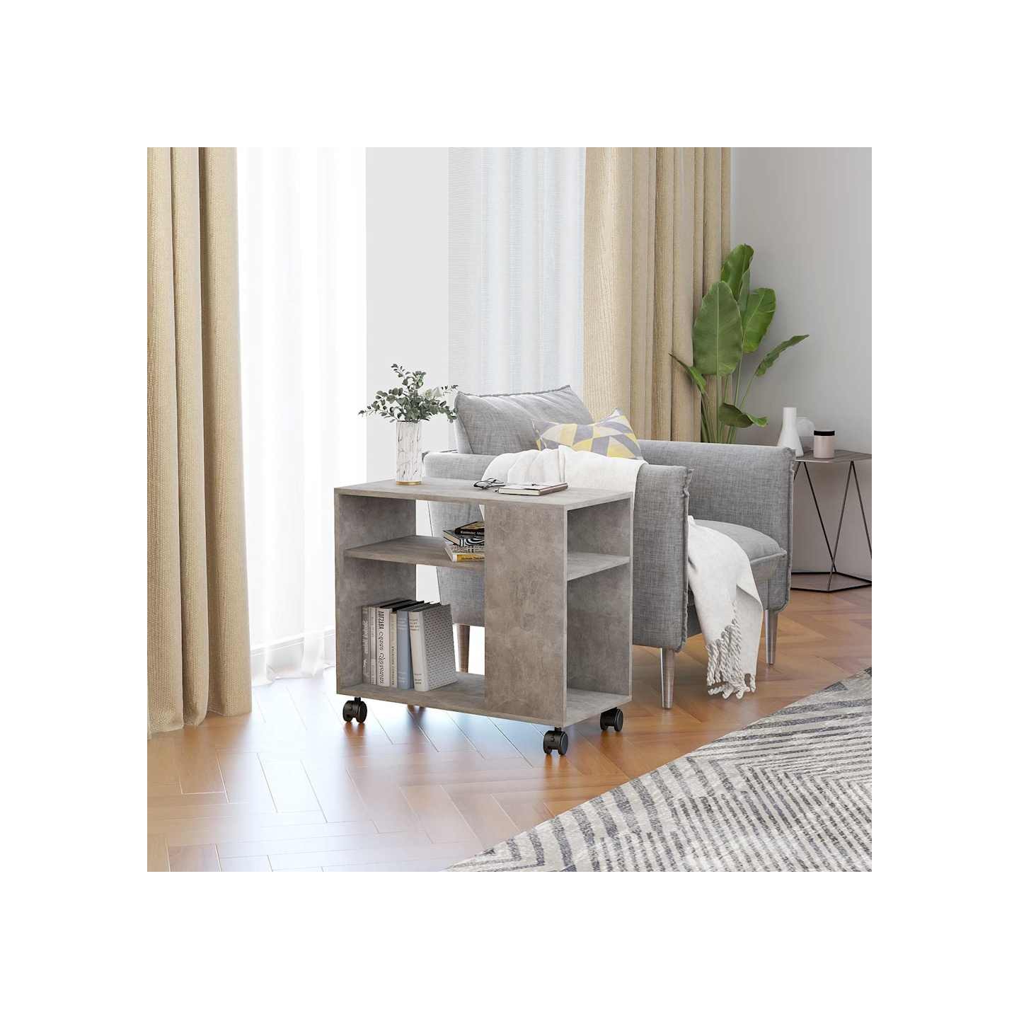 Table d'appoint Gris béton 70x35x60,5 cm Bois d'ingénierie