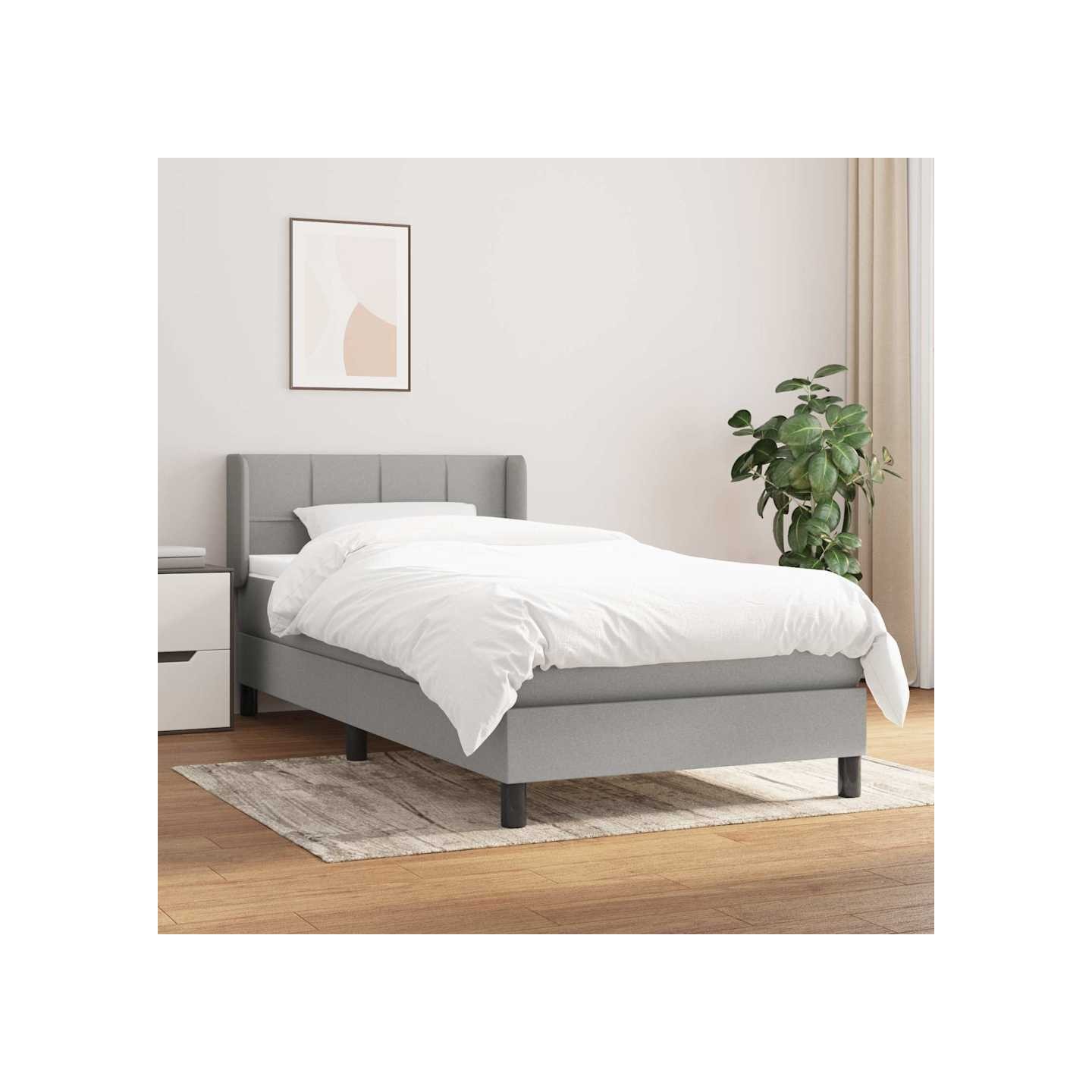 Sommier à lattes de lit et matelas Gris clair 90x190 cm Tissu