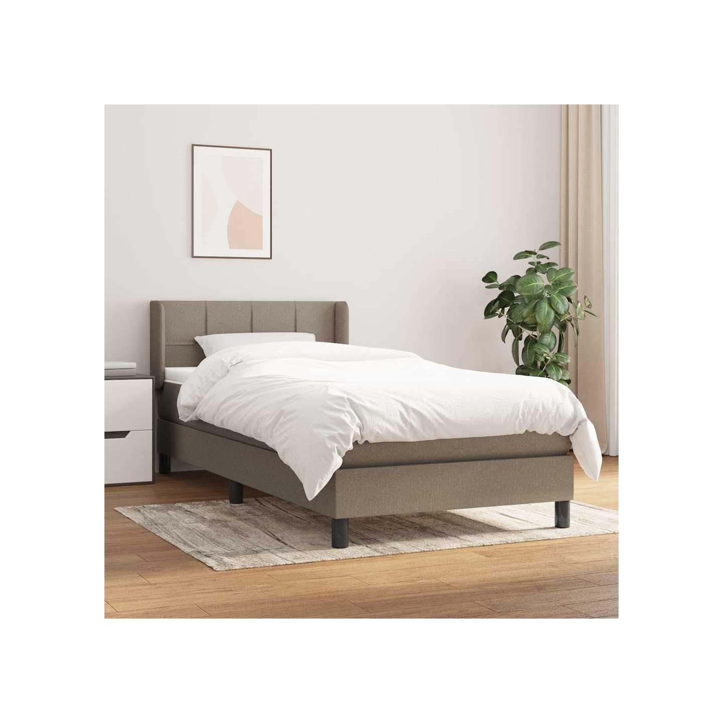Sommier à lattes de lit avec matelas Taupe 100x200 cm Tissu