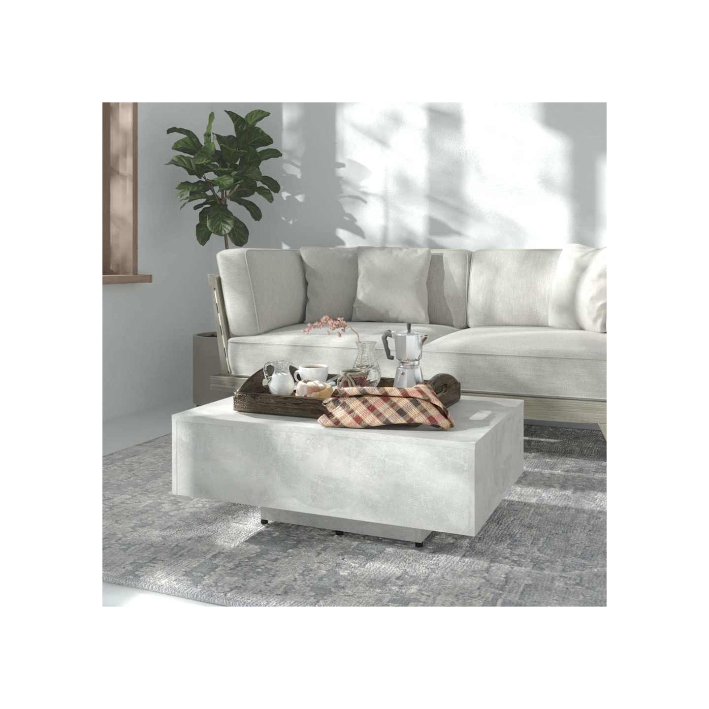Table basse Gris béton 85x55x31 cm Bois d'ingénierie