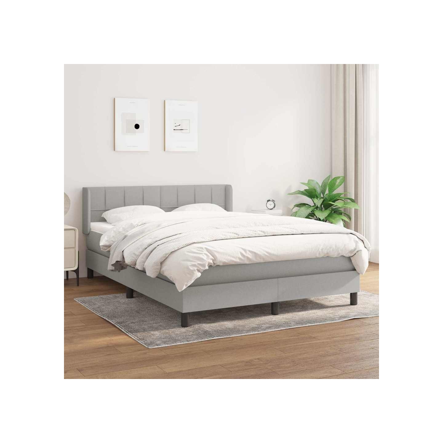 Sommier à lattes de lit avec matelas Gris clair 140x200cm Tissu