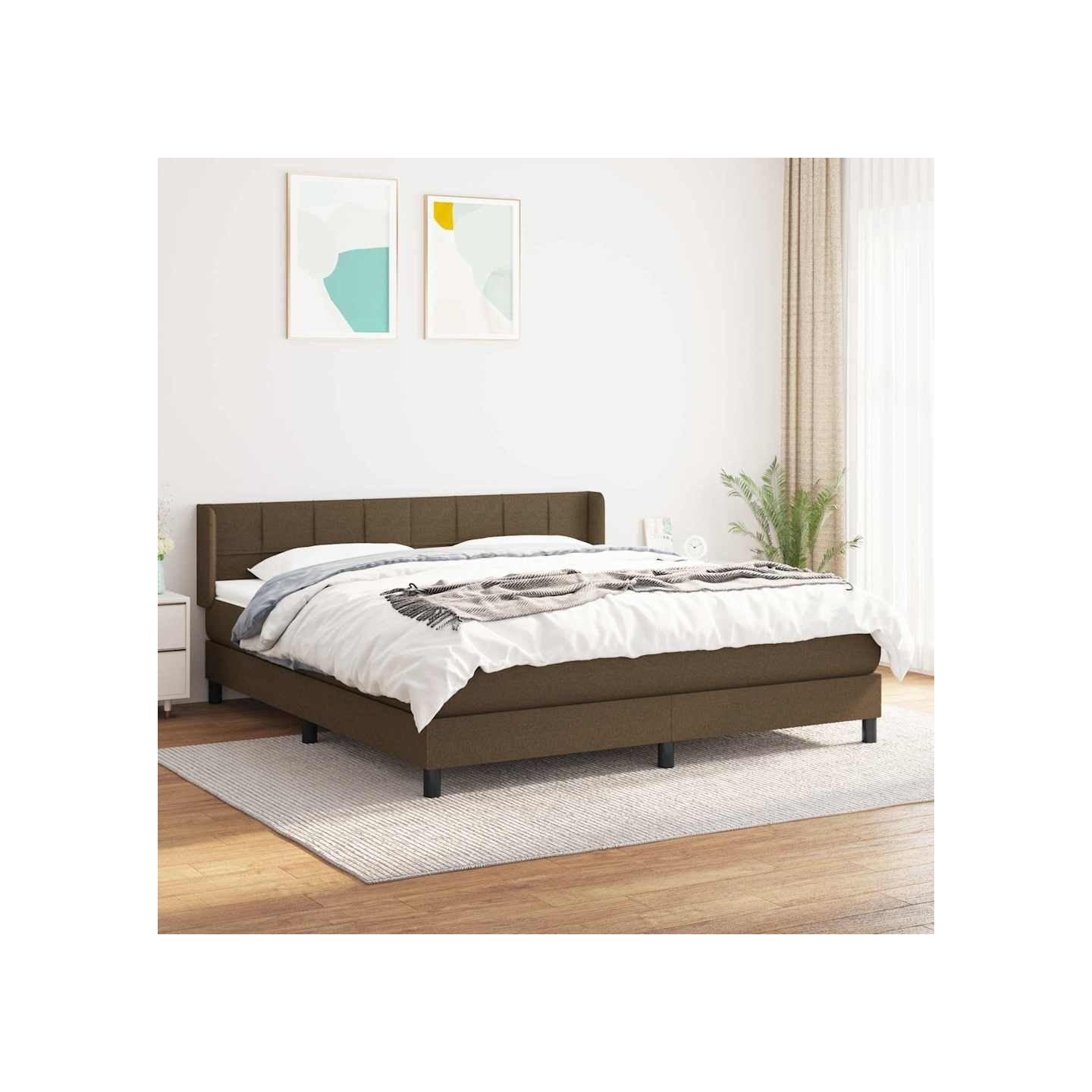 Sommier à lattes de lit avec matelas Marron foncé 180x200 cm