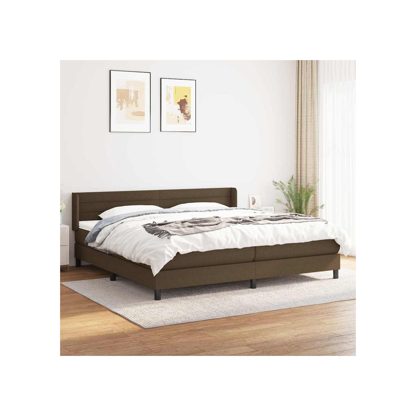 Sommier à lattes de lit avec matelas Marron foncé 200x200 cm
