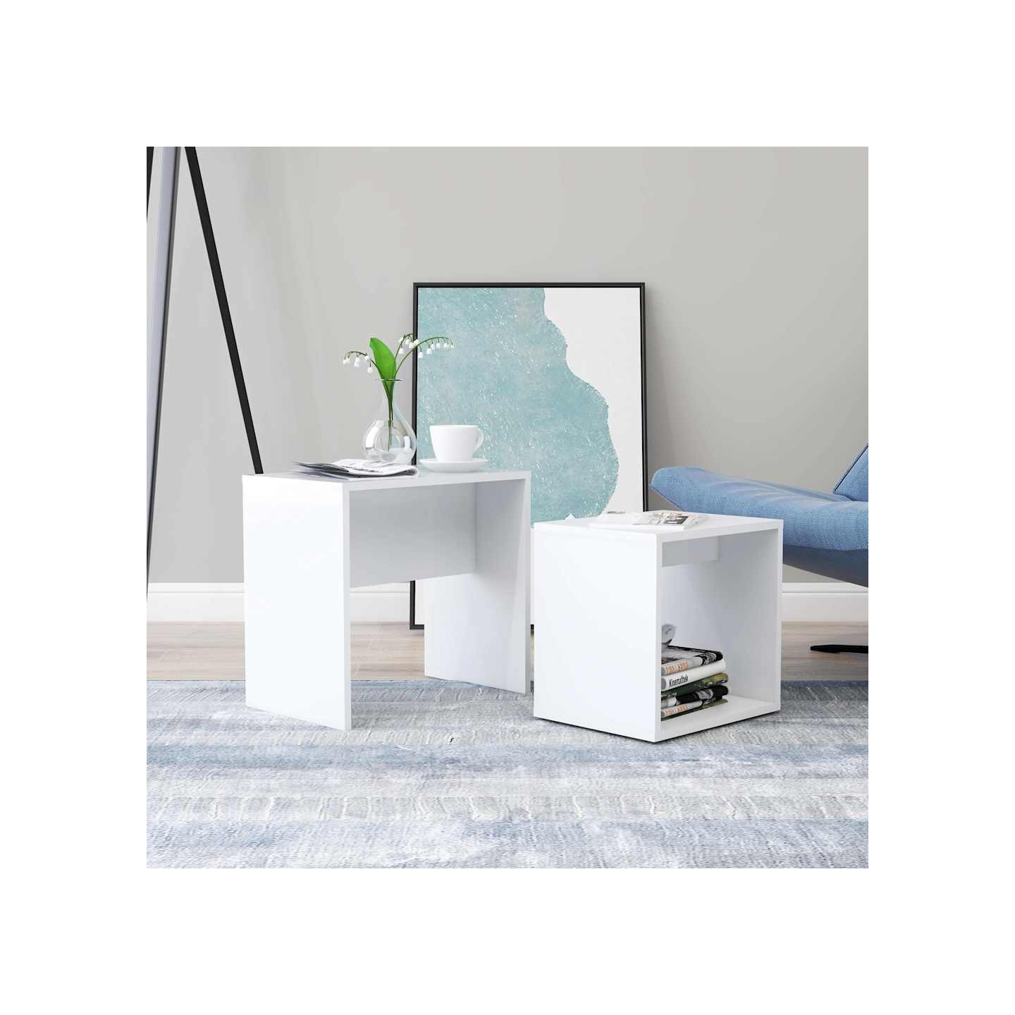 Ensemble de table basse Blanc 48x30x45 cm Bois d'ingénierie