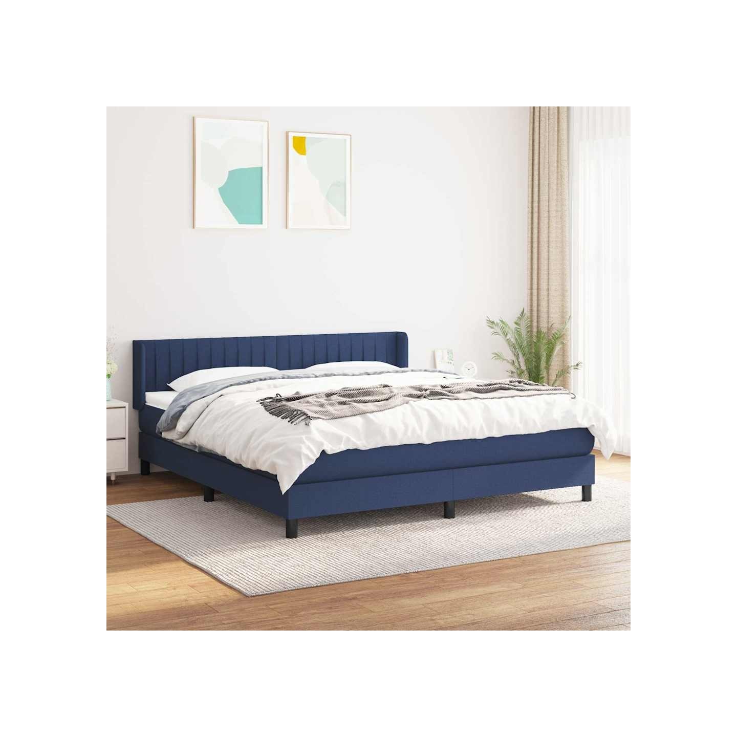 Sommier à lattes de lit avec matelas Bleu 180x200 cm Tissu