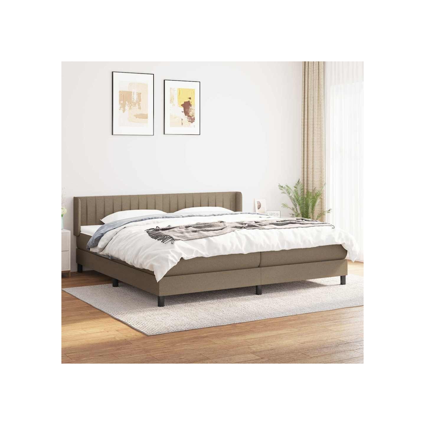 Sommier à lattes de lit avec matelas Taupe 200x200 cm Tissu