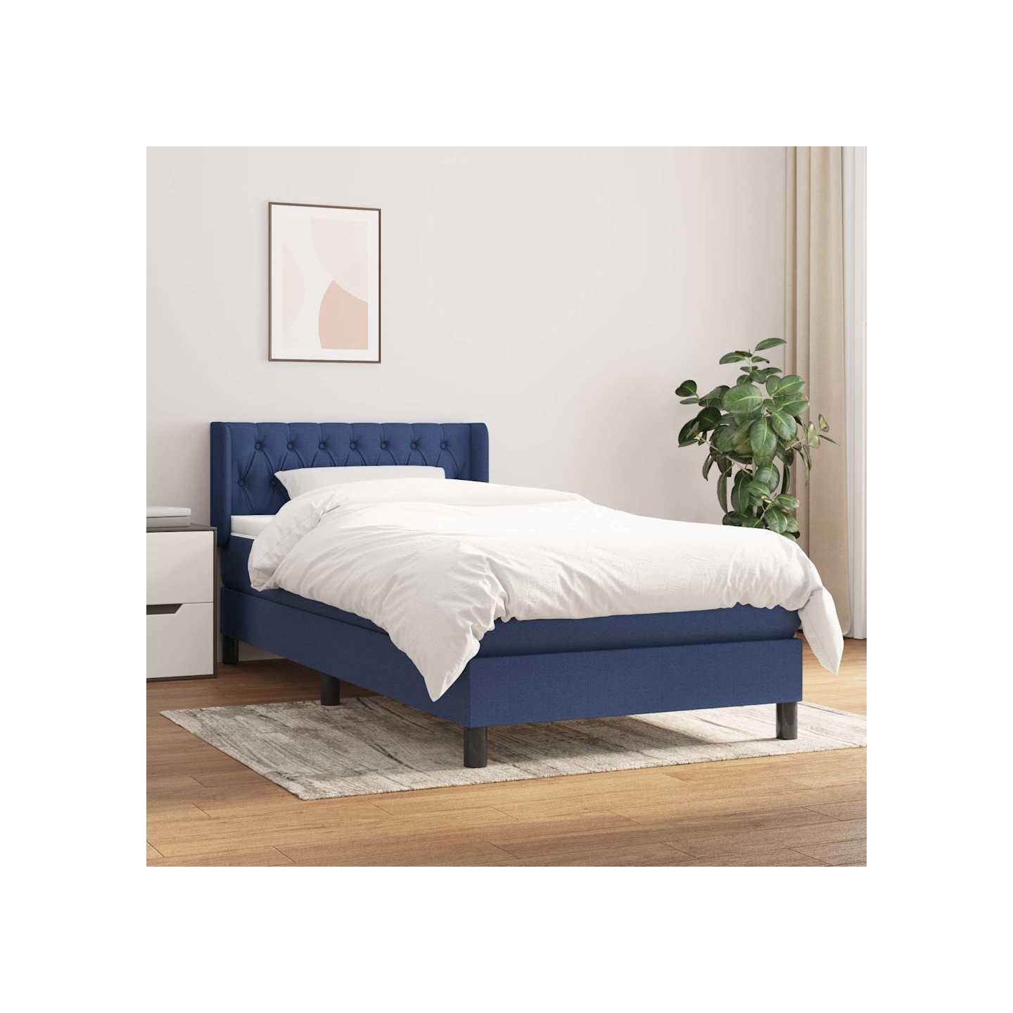 Sommier à lattes de lit avec matelas Bleu 80x200 cm Tissu