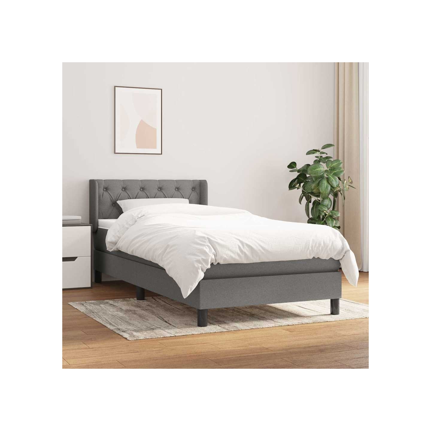 Sommier à lattes de lit avec matelas Gris foncé 80x200 cm Tissu