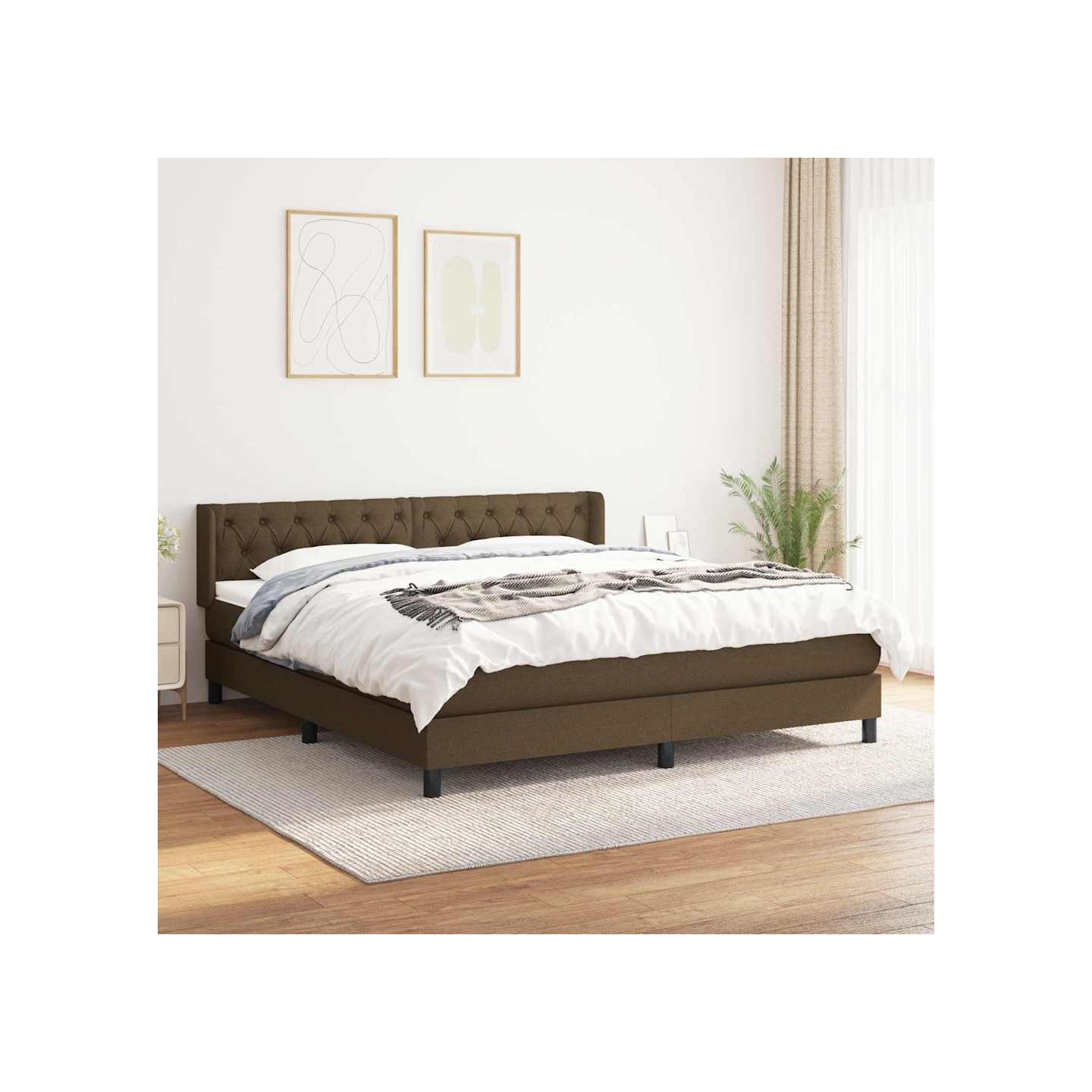 Sommier à lattes de lit avec matelas Marron foncé 160x200 cm
