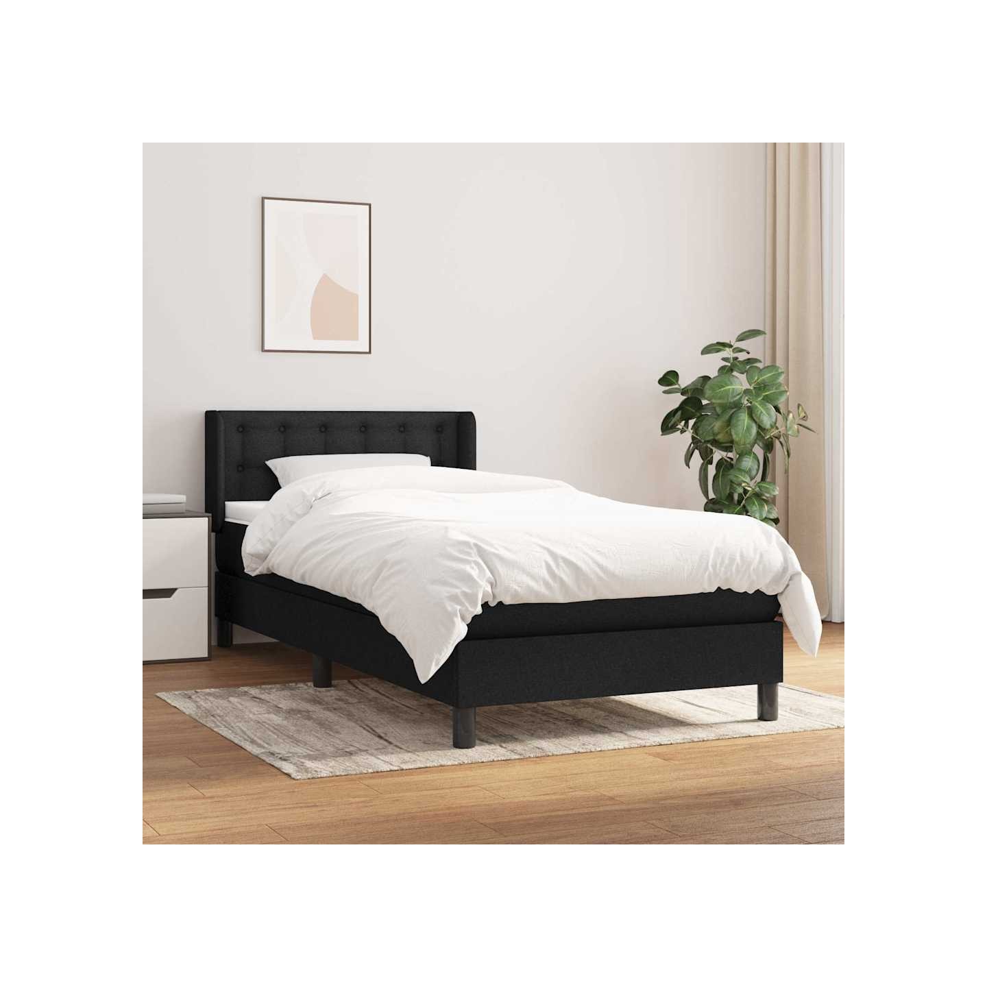 Sommier à lattes de lit et matelas Noir 80x200 cm Tissu