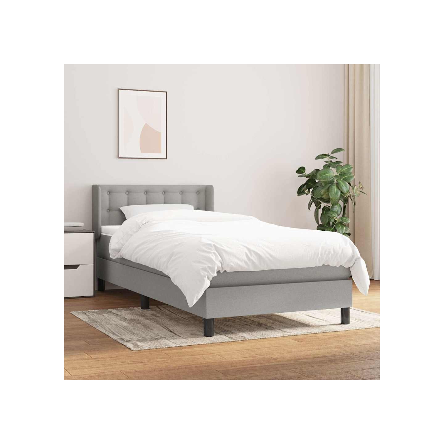 Sommier à lattes de lit et matelas Gris clair 90x190 cm Tissu