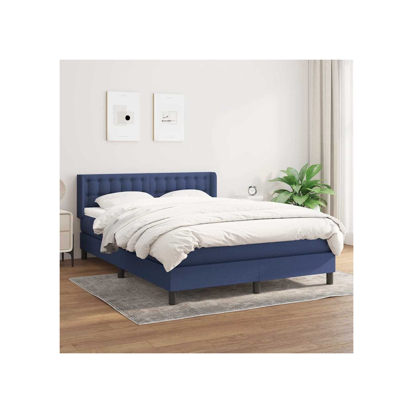 Sommier à lattes de lit avec matelas Bleu 140x200 cm Tissu
