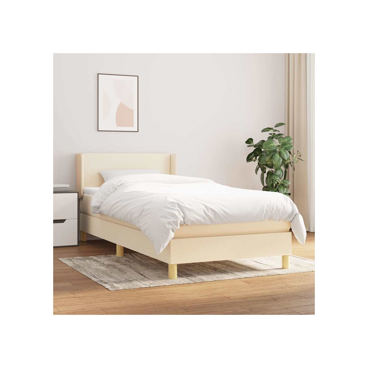 Sommier à lattes de lit avec matelas Crème 80x200 cm Tissu