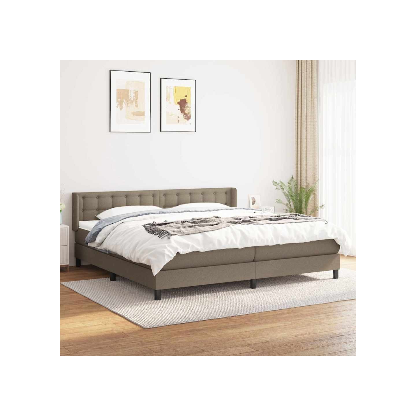 Sommier à lattes de lit avec matelas Taupe 200x200 cm Tissu