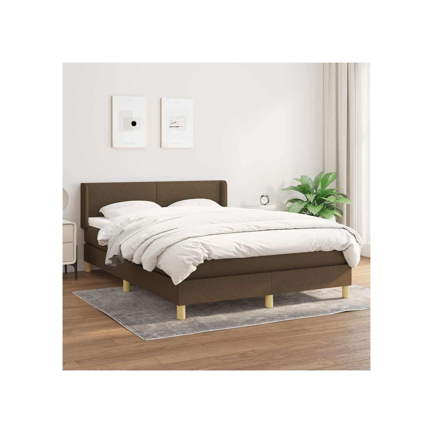 Sommier à lattes de lit avec matelas Marron foncé 140x190 cm