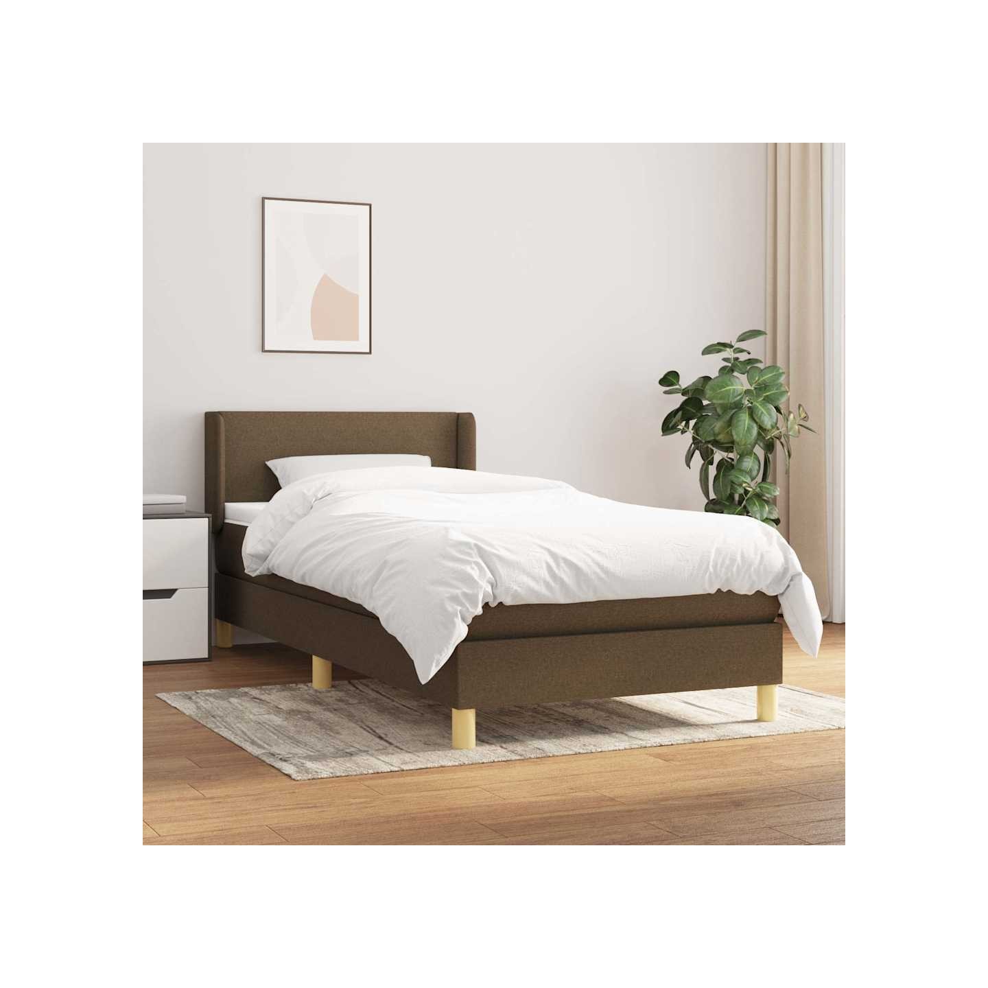 Sommier à lattes de lit avec matelas Marron foncé 100x200 cm