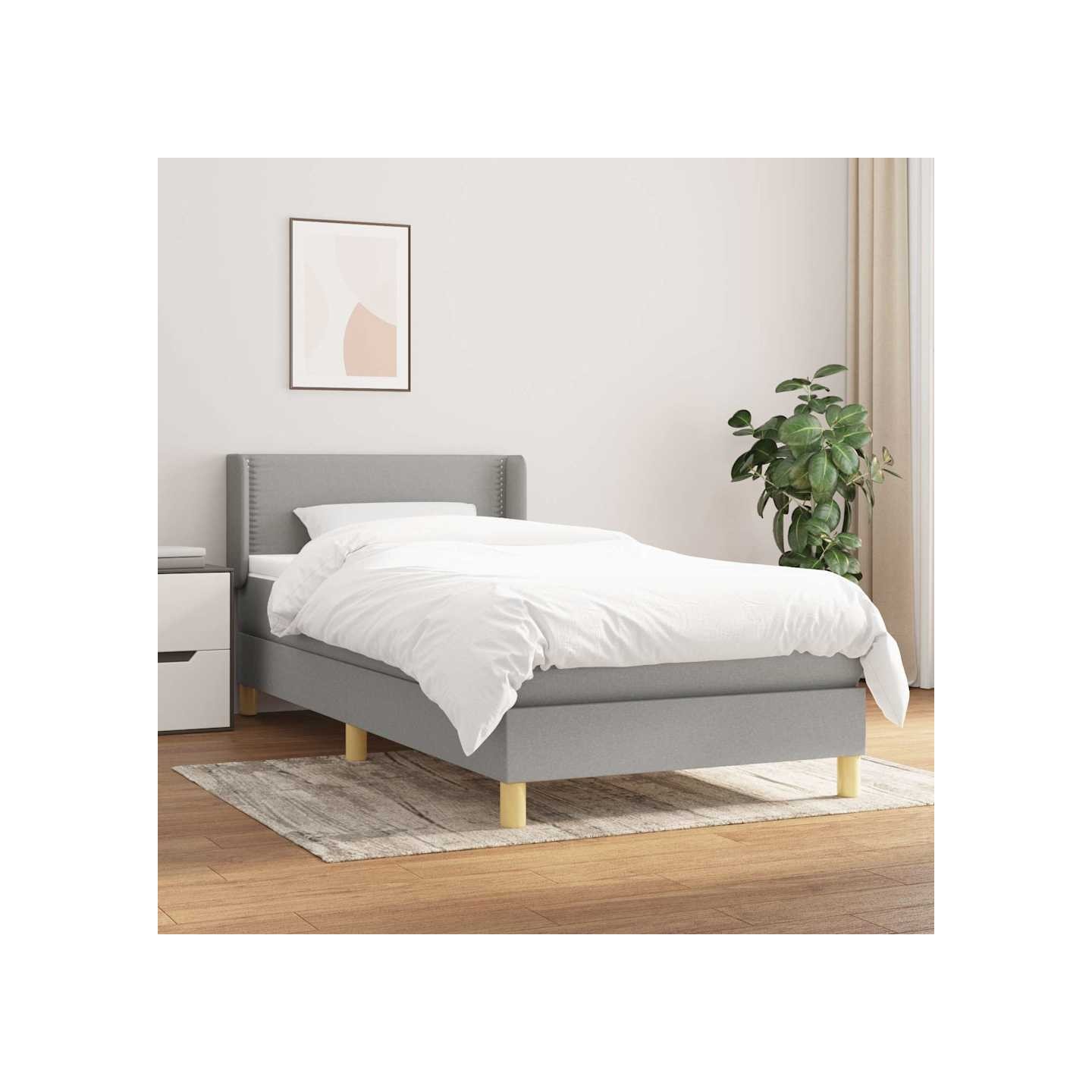 Sommier à lattes de lit avec matelas Gris clair 90x200 cm Tissu