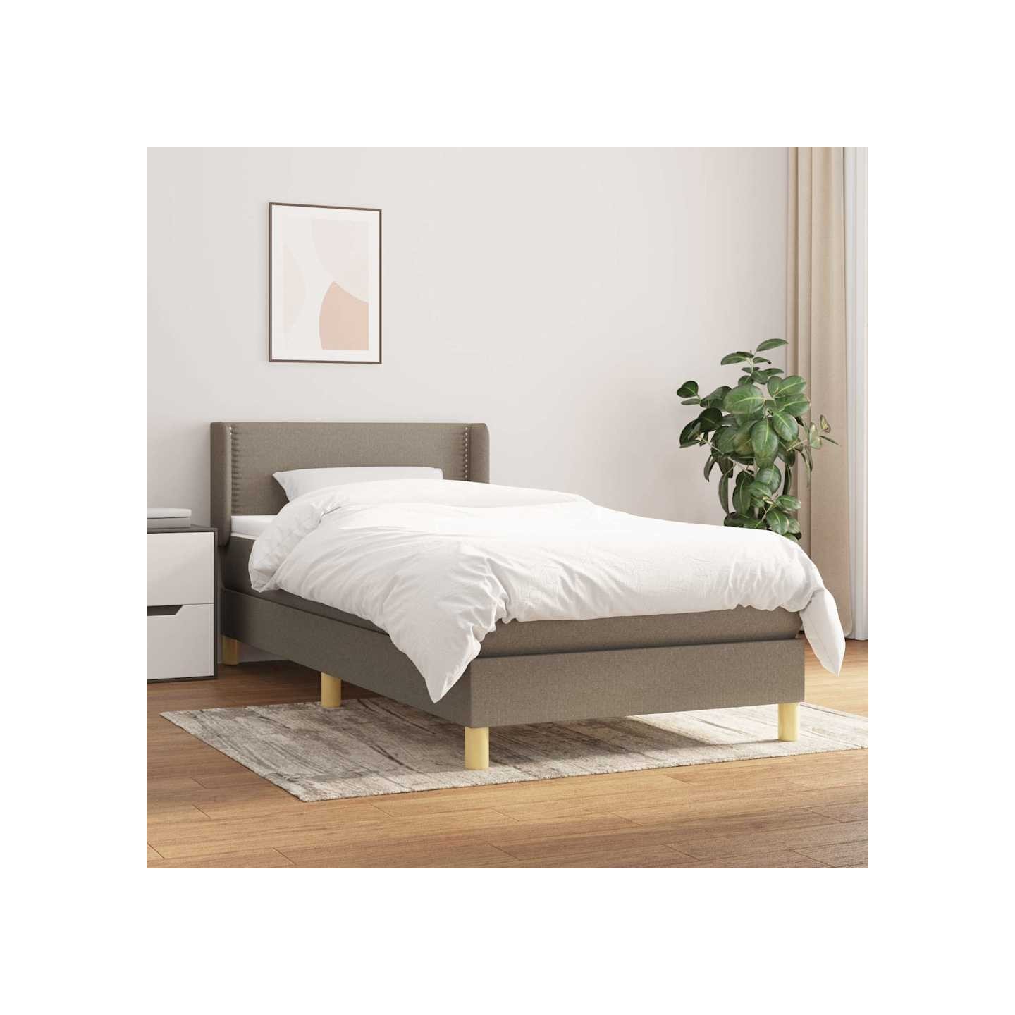 Sommier à lattes de lit avec matelas Taupe 90x190 cm Tissu