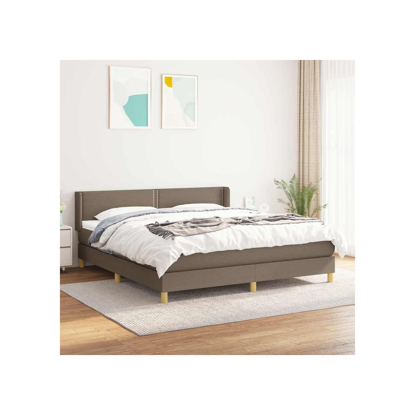 Sommier à lattes de lit avec matelas Taupe 180x200 cm Tissu