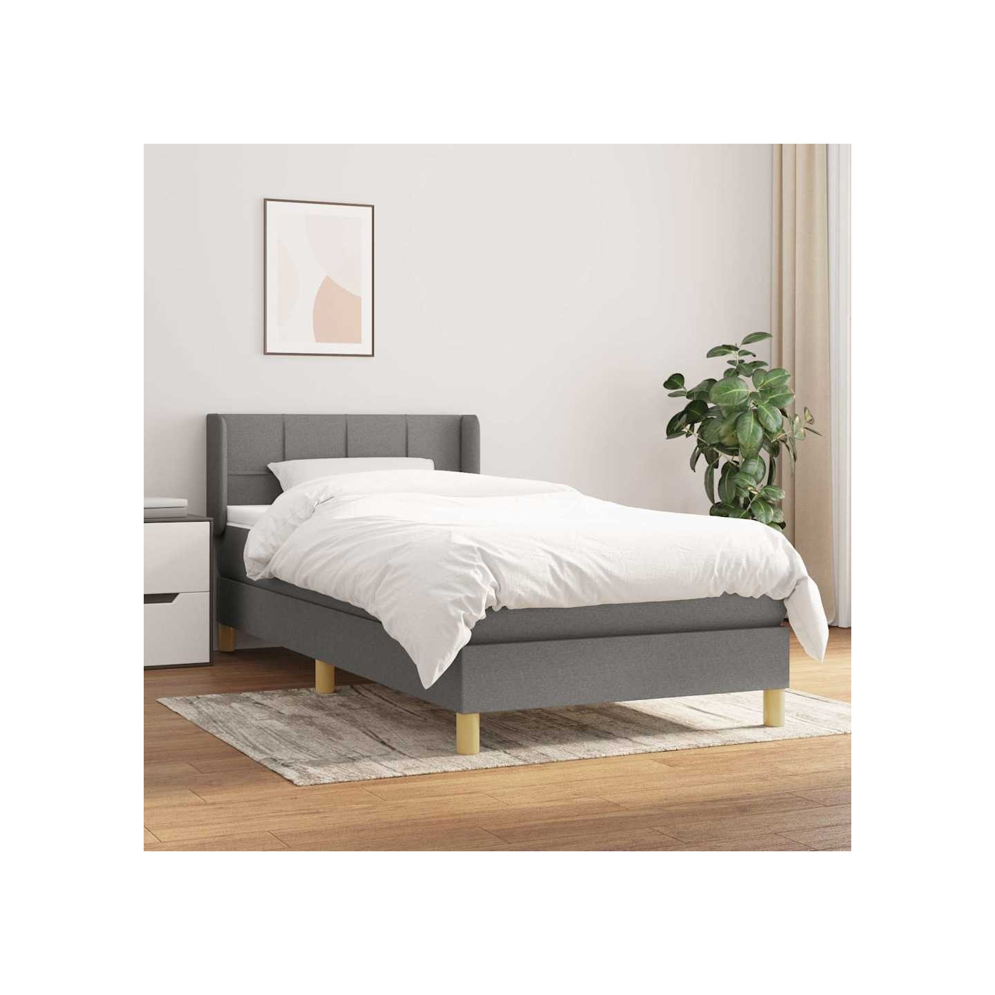 Sommier à lattes de lit avec matelas Gris foncé 80x200 cm Tissu