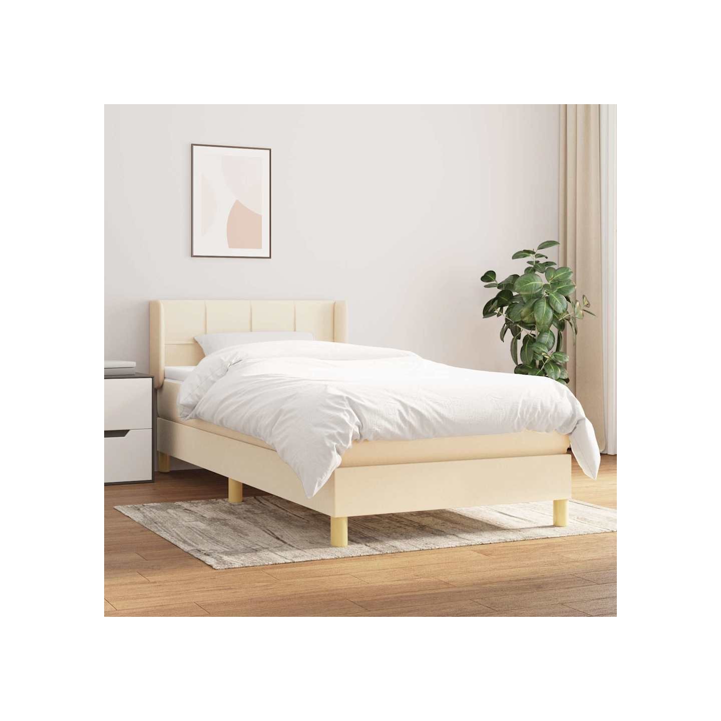 Sommier à lattes de lit avec matelas Crème 80x200 cm Tissu