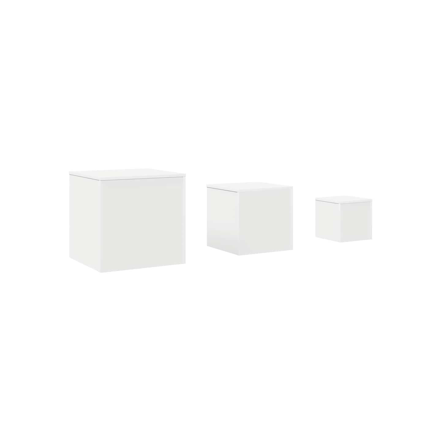 Tables d'appoint 3 pièces en bois d'ingénierie blanc