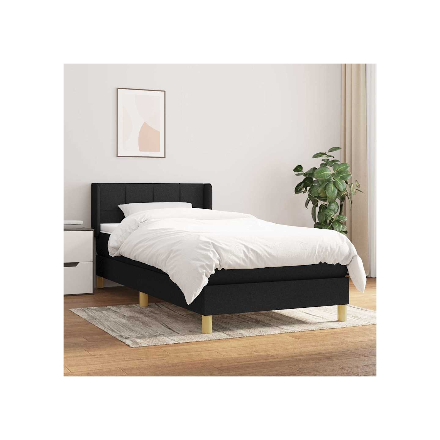 Sommier à lattes de lit avec matelas Noir 90x200 cm Tissu