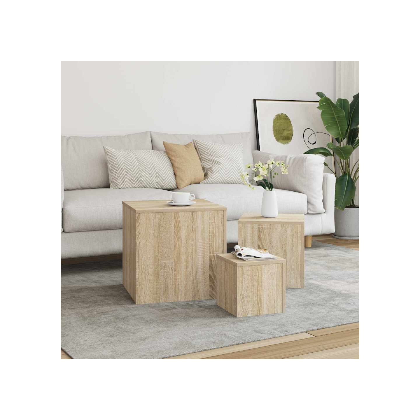 Tables d'appoint 3 pcs Chêne Sonoma Aggloméré