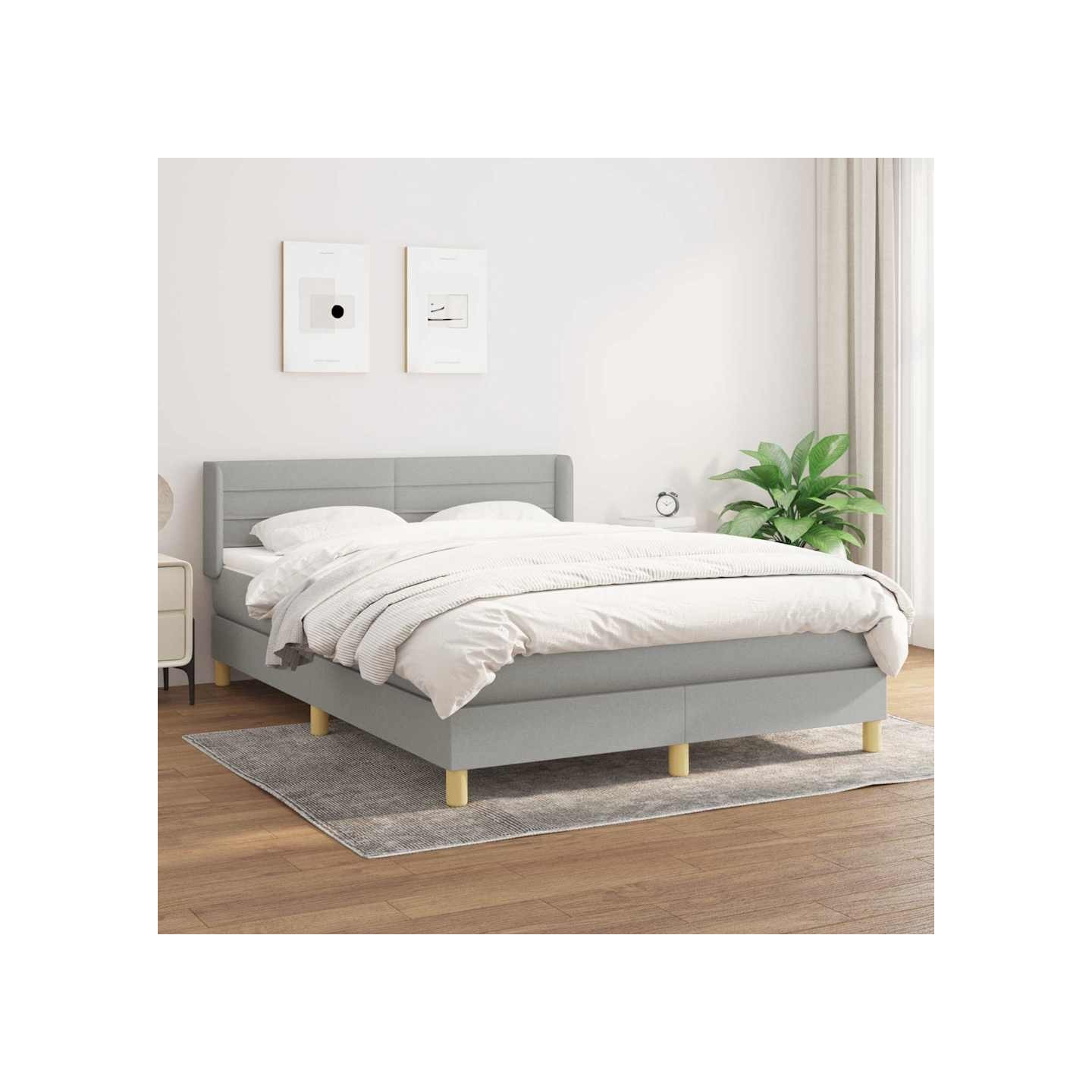 Sommier à lattes de lit avec matelas Gris clair 140x200cm Tissu