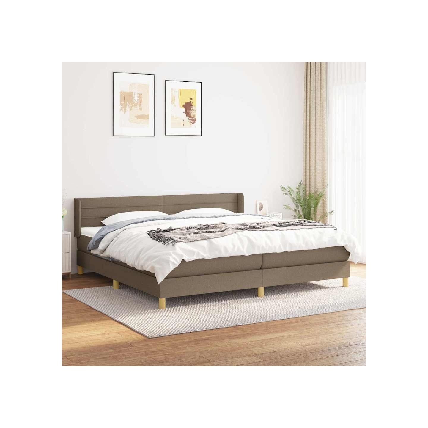 Sommier à lattes de lit avec matelas Taupe 200x200 cm Tissu