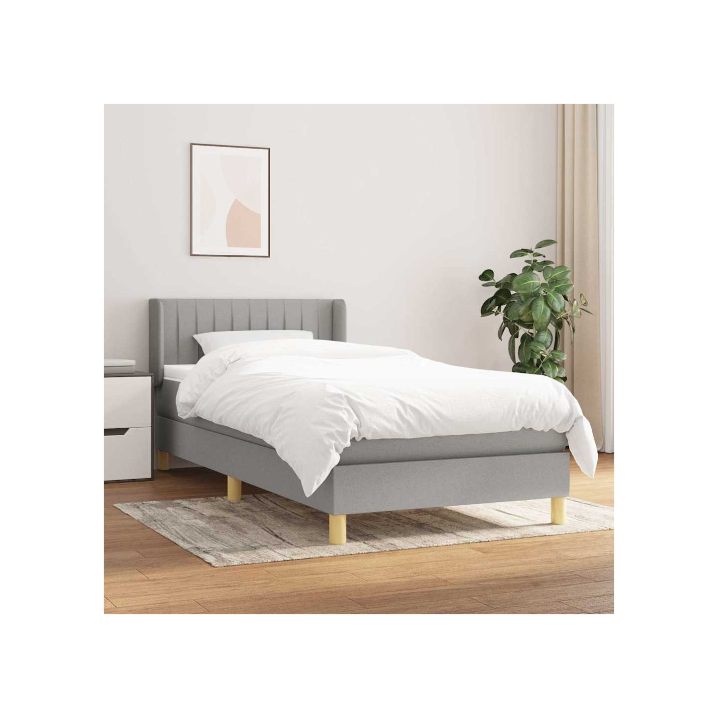 Sommier à lattes de lit avec matelas Gris clair 90x200 cm Tissu