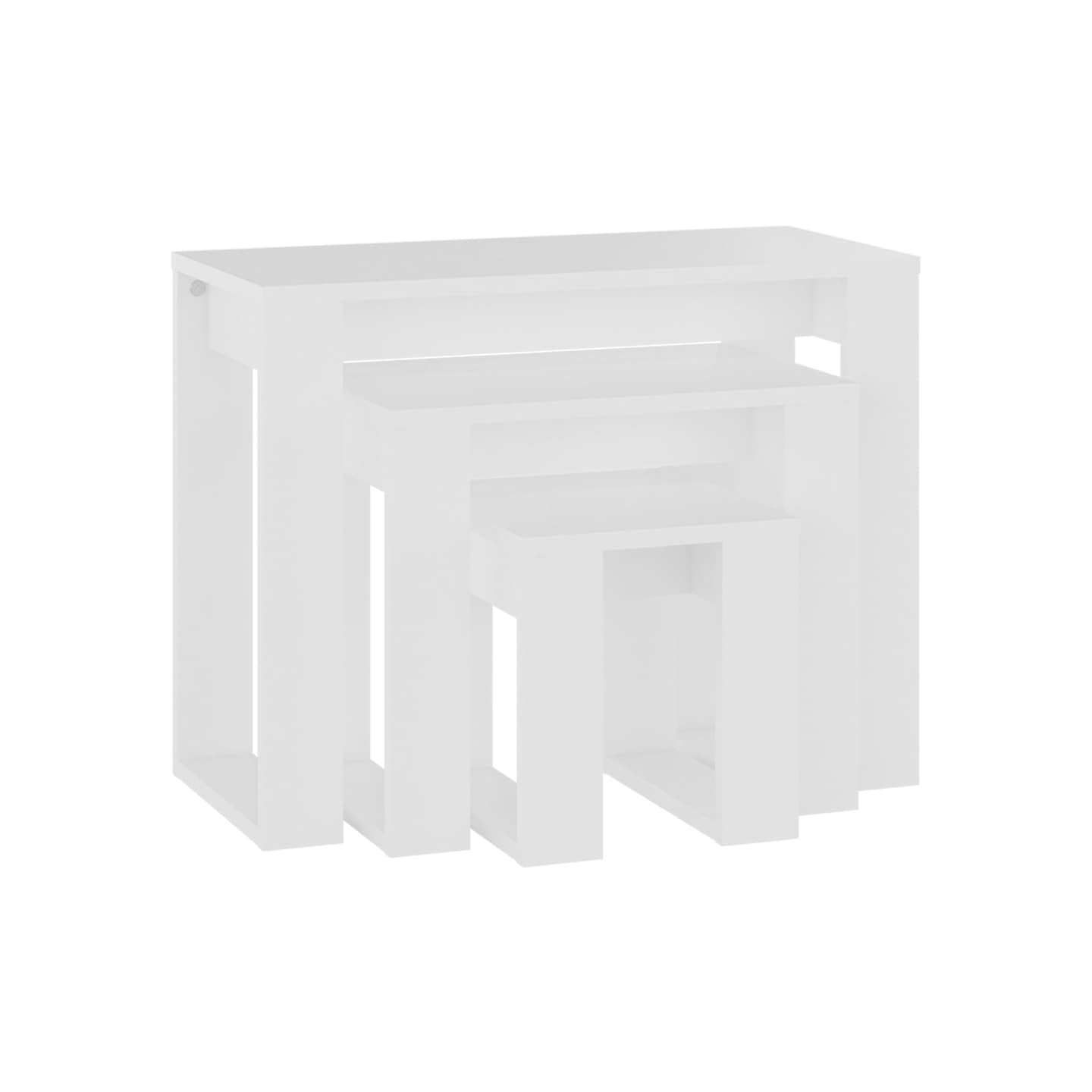 Tables gigognes 3 pièces Bois d'ingénierie blanc