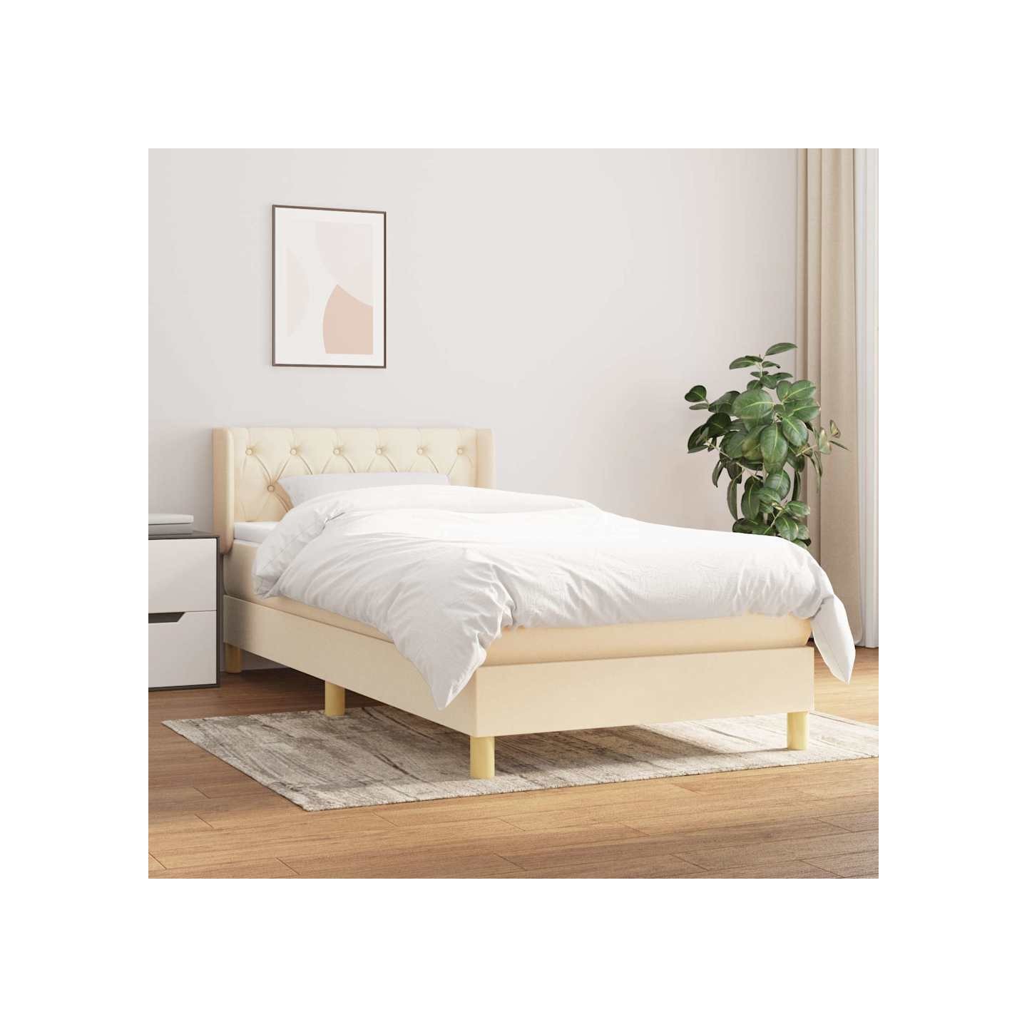 Sommier à lattes de lit avec matelas Crème 80x200 cm Tissu