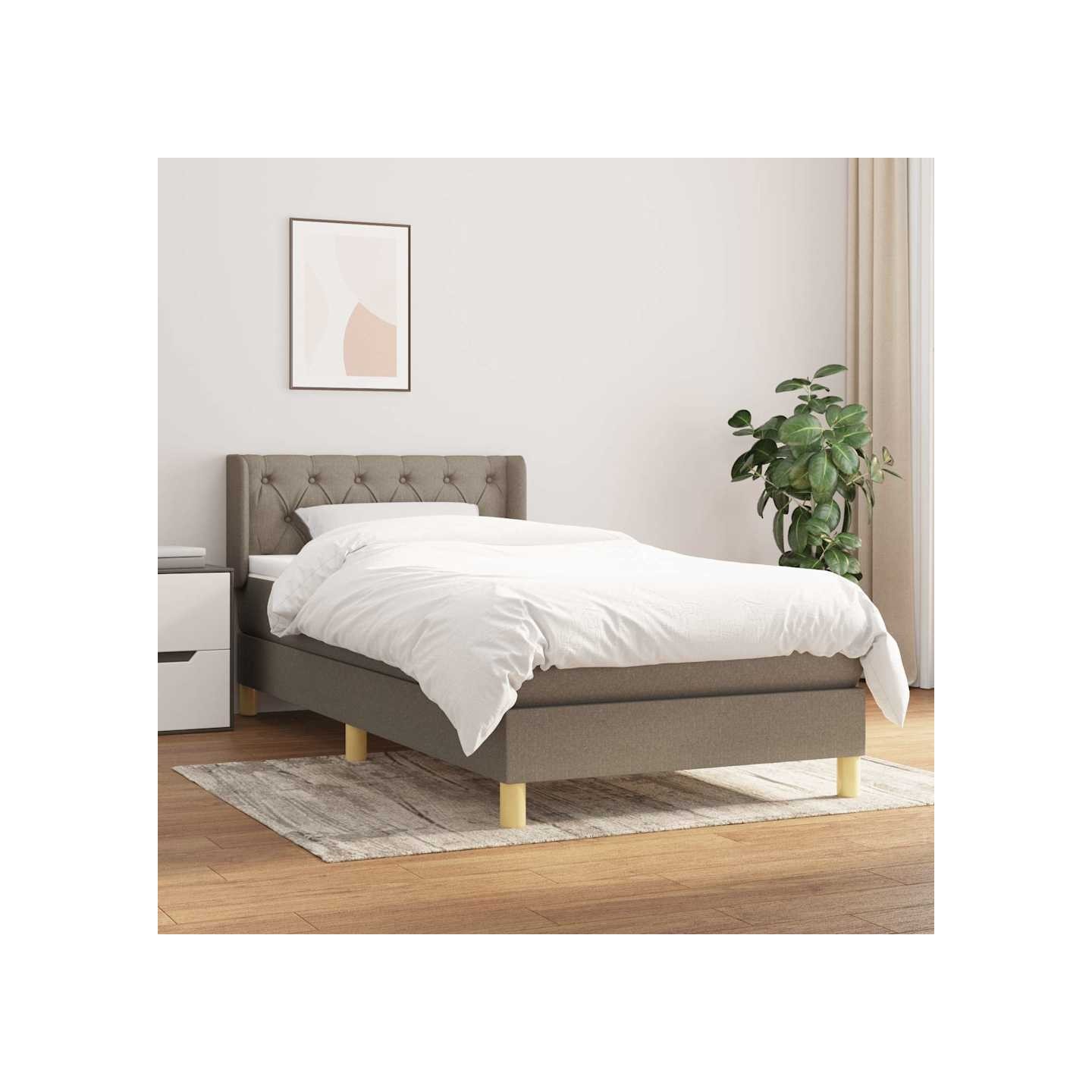 Sommier à lattes de lit avec matelas Taupe 80x200 cm Tissu