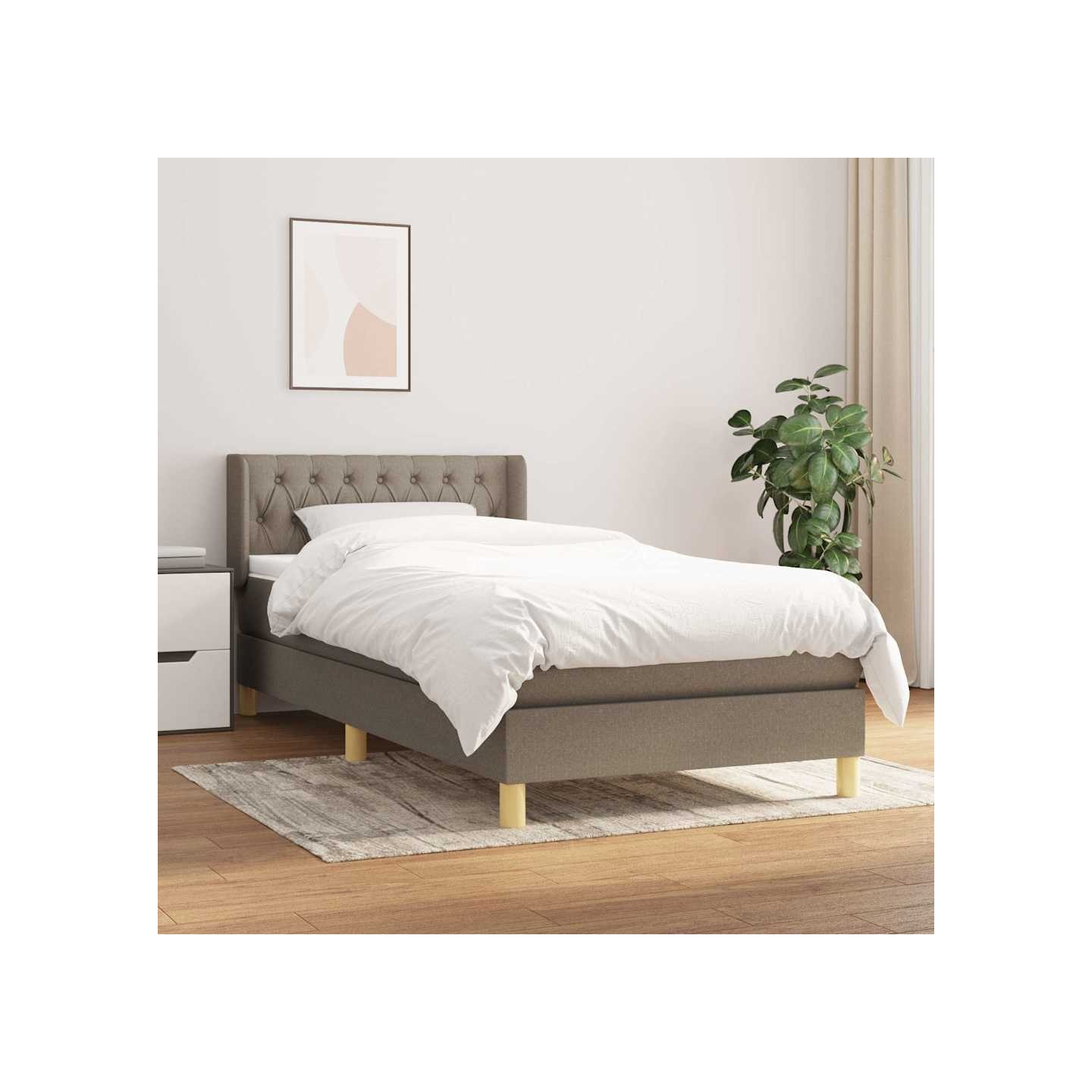 Sommier à lattes de lit avec matelas Taupe 90x200 cm Tissu