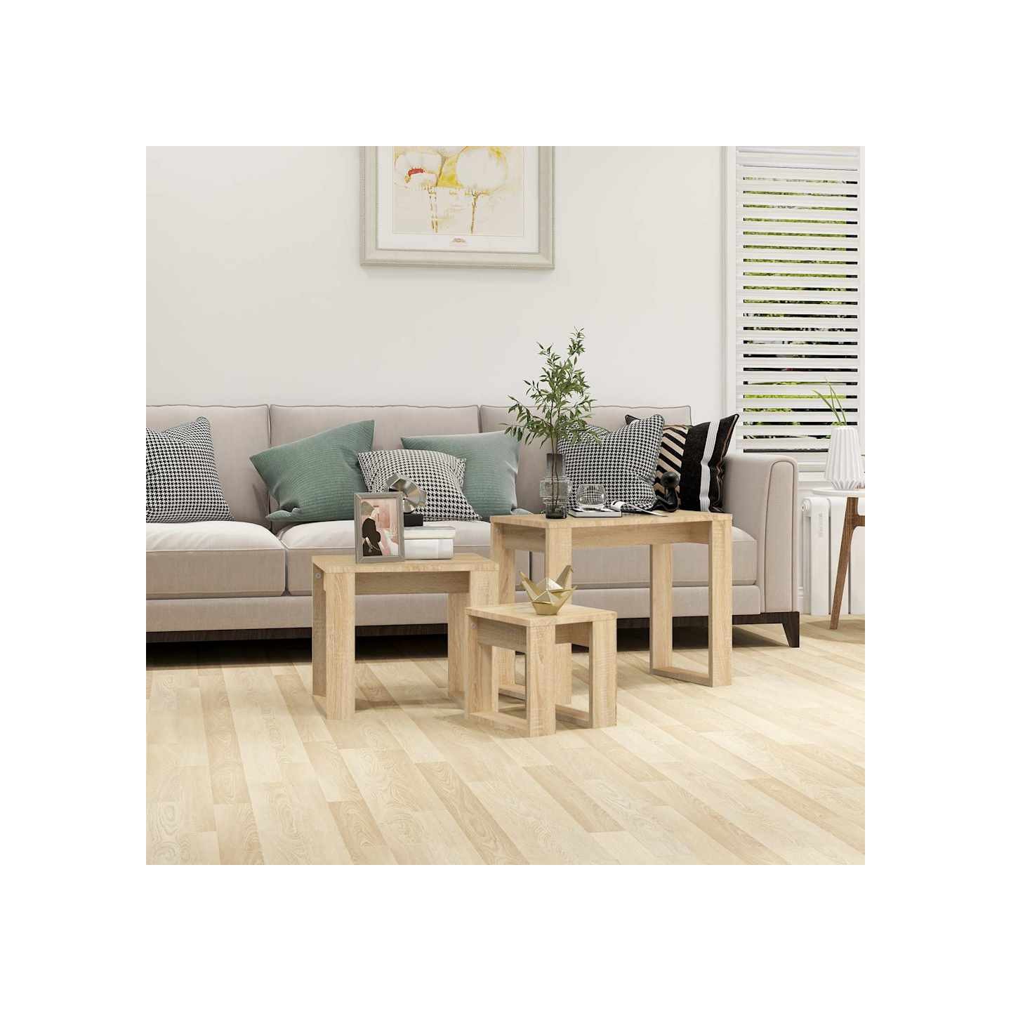 Tables gigognes 3 pcs Chêne sonoma Bois d'ingénierie