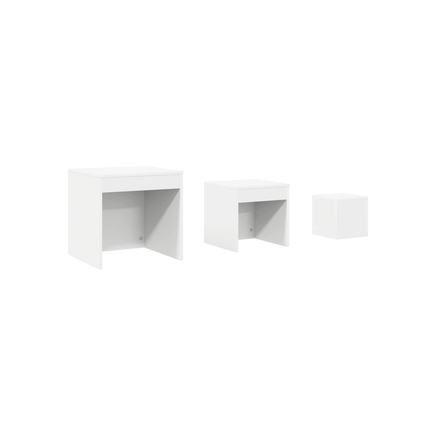 Tables gigognes 3 pcs Blanc Aggloméré